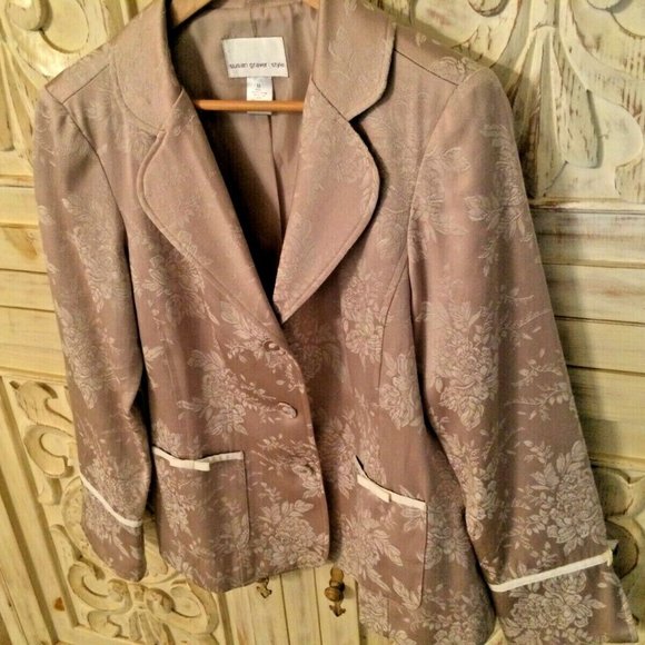 NEW QVC SUSAN GRAVER FLORAL JACQUARD BROCADE PRINCESS FIT BLAZER JACKET M - Picture 1 of 2